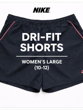 Nike Dri-FIT Athletic Shorts Black Pink Trim Size Large Women’s Sportswear ~16"